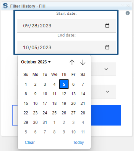 Select a date range